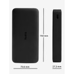 پاور بانک شیائومی 20000 میلی آمپر ساعت مدل Redmi PB200LZM گلوبال پک(اورجینال) - Image 2